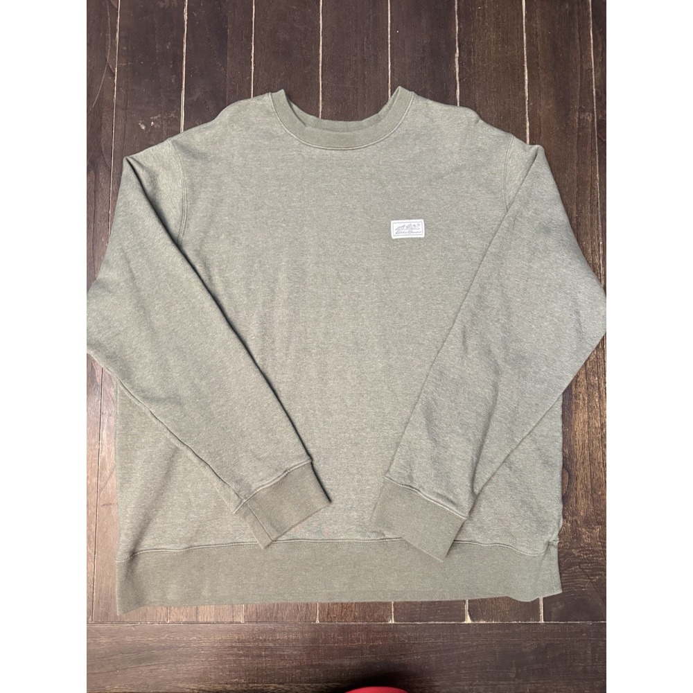Eddie Bauer Men's XXL Olive Green Crewneck Sweatshirt Mountain Logo Pullover